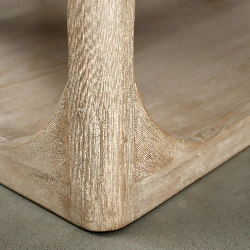 Table basse Artissance Peking Ming en bois recyclé, petit modèle, 140 cm de long, finition blanchie vieillie.