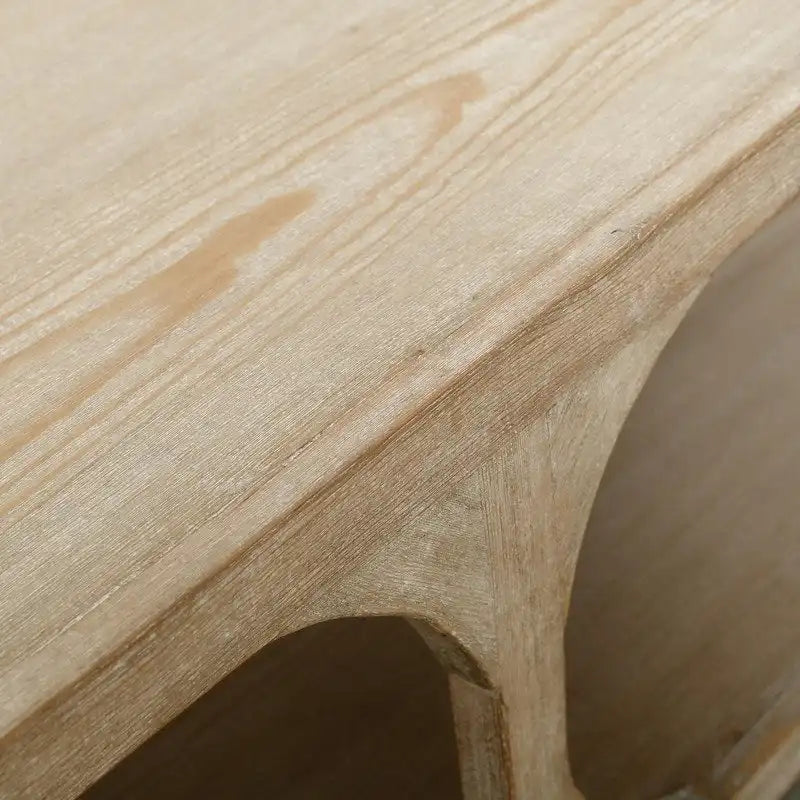 Table basse Artissance Peking Ming en bois recyclé, petit modèle, 140 cm de long, finition blanchie vieillie.