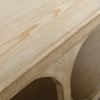 Table basse Artissance Peking Ming en bois recyclé, petit modèle, 140 cm de long, finition blanchie vieillie.