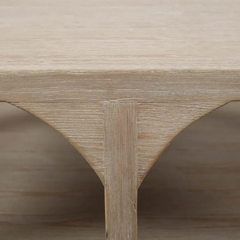 Table basse Artissance Peking Ming en bois recyclé, petit modèle, 140 cm de long, finition blanchie vieillie.