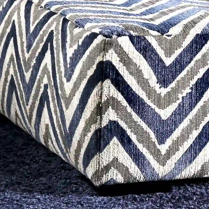 Pouf cocktail Slaren Transitional en microfibre bleu marine de Furniture of America