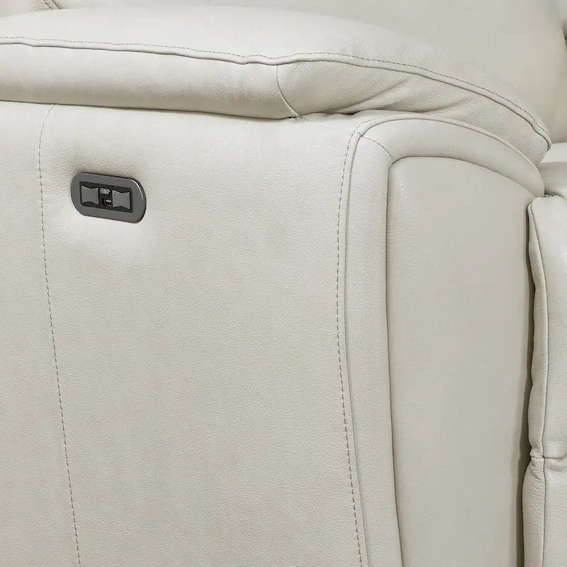 Canapé électrique Steve Silver Durham en cuir pleine fleur ivoire