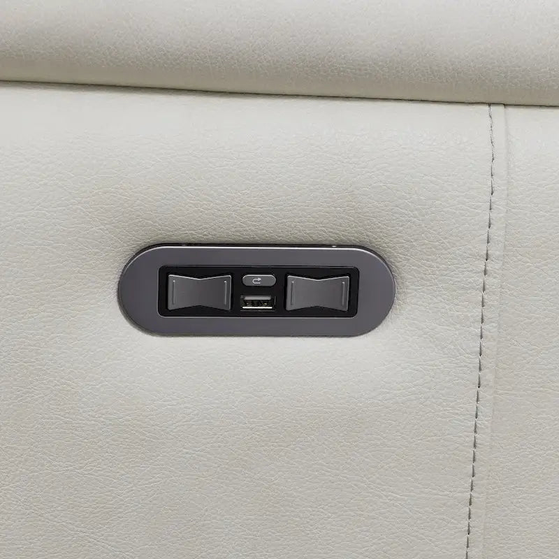 Canapé électrique Steve Silver Durham en cuir pleine fleur ivoire