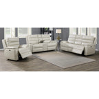 Canapé électrique Steve Silver Durham en cuir pleine fleur ivoire