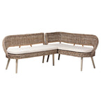 Ensemble banquette de salle à manger Raisa moderne de style bohème en rotin Kubu naturel et bois d'acacia, 2 pièces