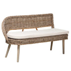 Ensemble banquette de salle à manger Raisa moderne de style bohème en rotin Kubu naturel et bois d'acacia, 2 pièces