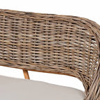 Ensemble banquette de salle à manger Raisa moderne de style bohème en rotin Kubu naturel et bois d'acacia, 2 pièces