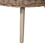 Ensemble banquette de salle à manger Raisa moderne de style bohème en rotin Kubu naturel et bois d'acacia, 2 pièces