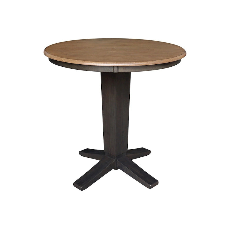 Table de salle à manger haute avec plateau rond en bois massif de 91 cm (36 po) et 4 tabourets