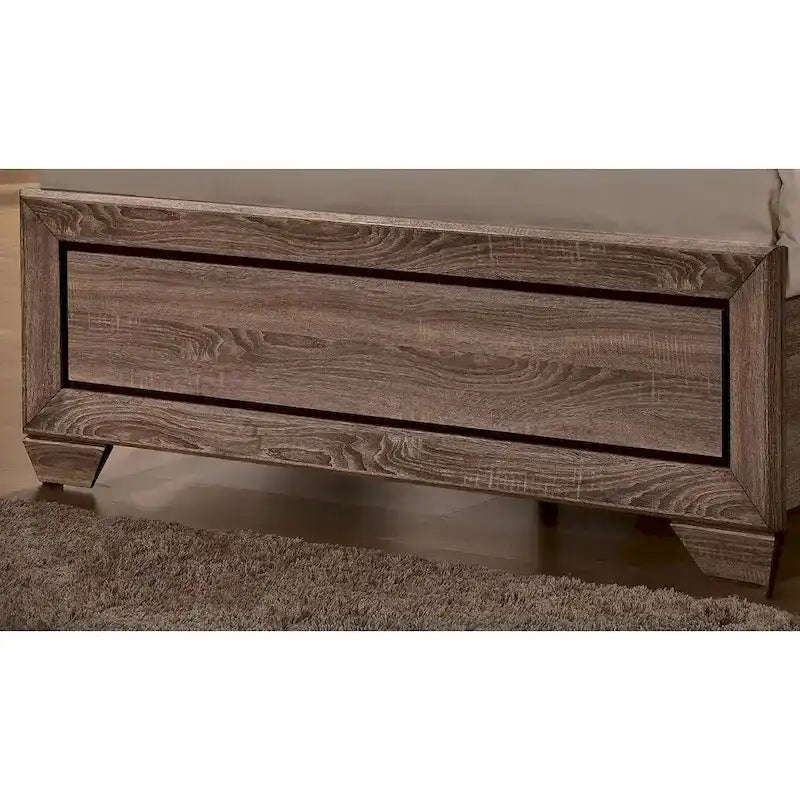 Lit en bois couleur taupe délavé