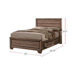 Lit en bois couleur taupe délavé