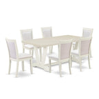 Ensemble de salle à manger East West Furniture : table en bois et chaises Parsons en lin blanc crème (nombre de pièces au choix)