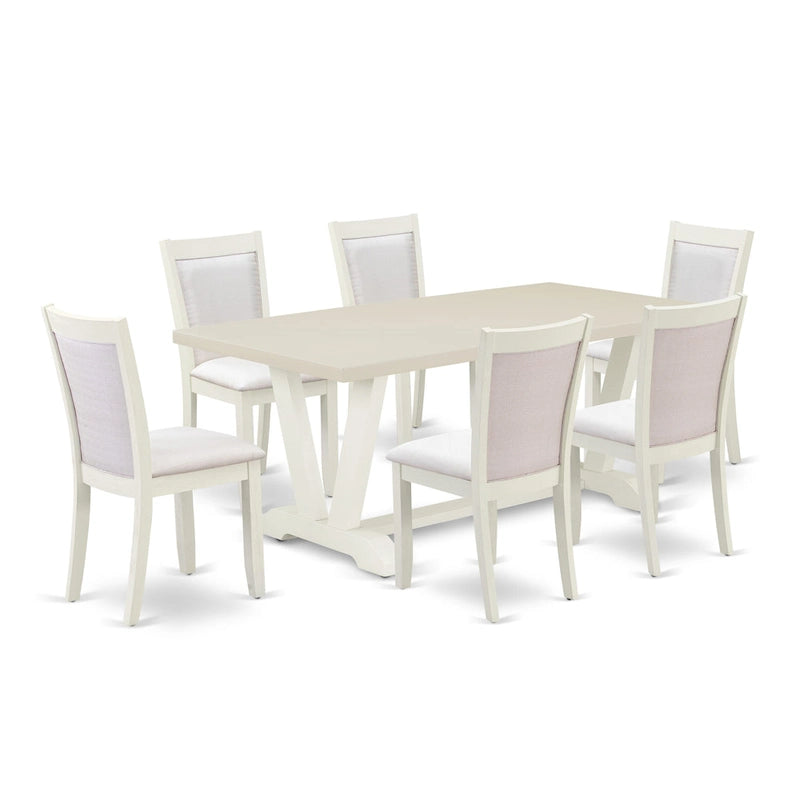 Ensemble de salle à manger East West Furniture : table en bois et chaises Parsons en lin blanc crème (nombre de pièces au choix)