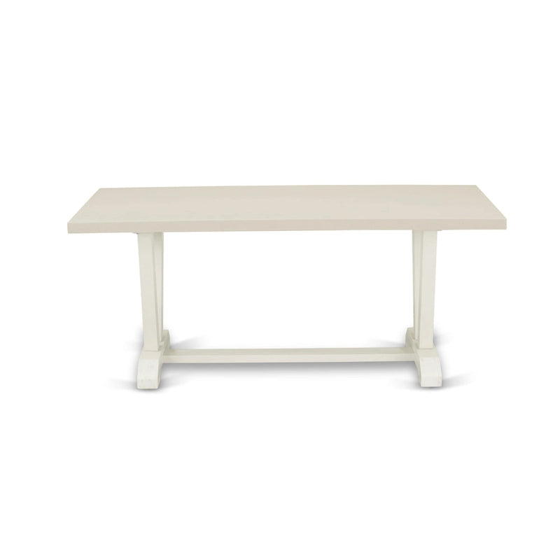 Ensemble de salle à manger East West Furniture : table en bois et chaises Parsons en lin blanc crème (nombre de pièces au choix)