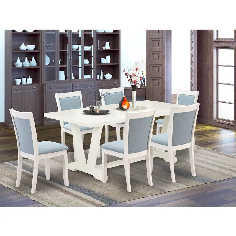 Ensemble de salle à manger East West Furniture : table en bois et chaises Parsons en lin blanc crème (nombre de pièces au choix)