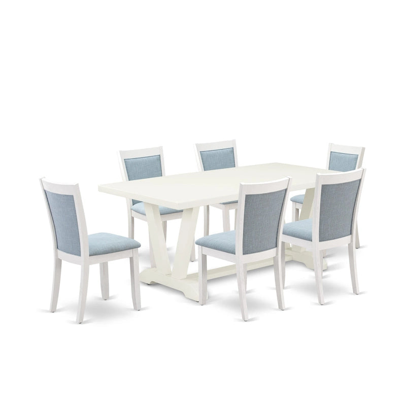 Ensemble de salle à manger East West Furniture : table en bois et chaises Parsons en lin blanc crème (nombre de pièces au choix)