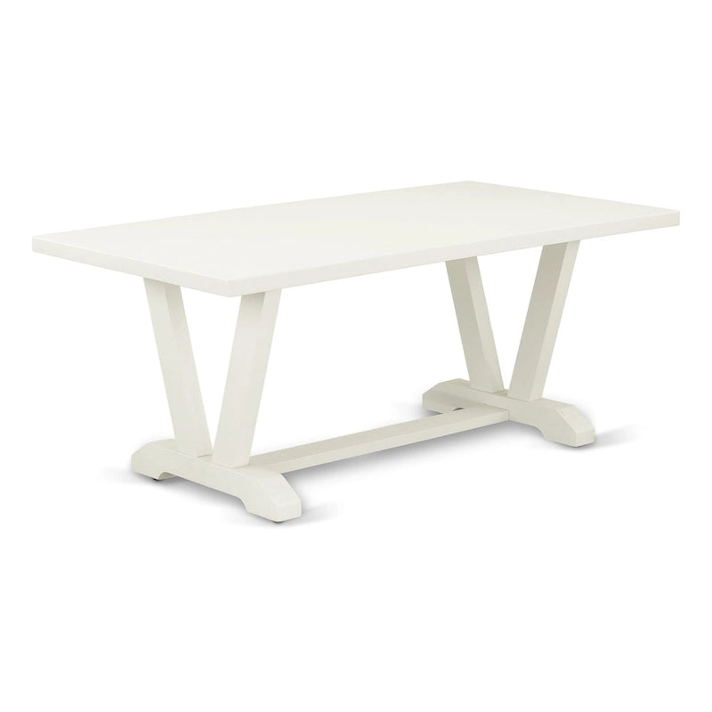 Ensemble de salle à manger East West Furniture : table en bois et chaises Parsons en lin blanc crème (nombre de pièces au choix)