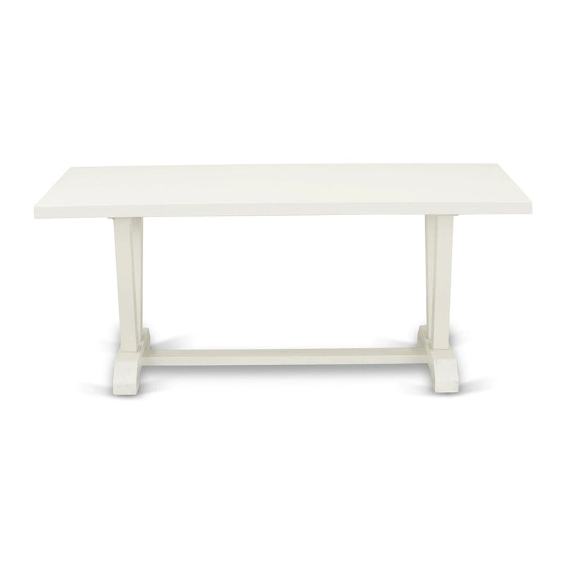 Ensemble de salle à manger East West Furniture : table en bois et chaises Parsons en lin blanc crème (nombre de pièces au choix)