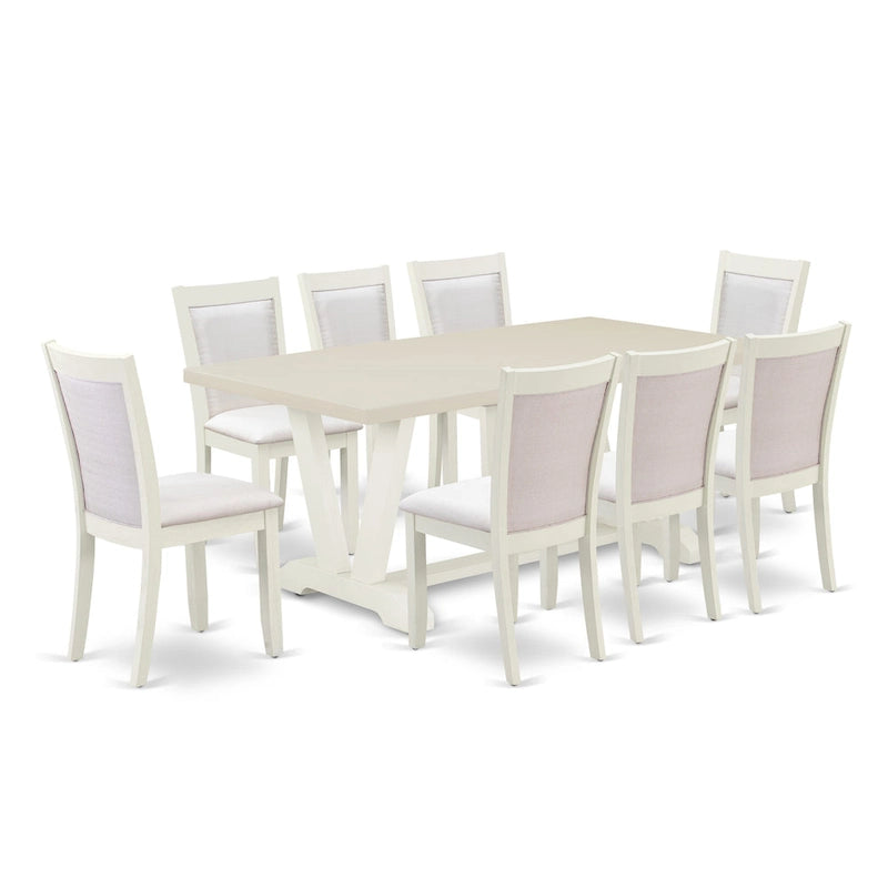 Ensemble de salle à manger East West Furniture : table en bois et chaises Parsons en lin blanc crème (nombre de pièces au choix)