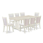 Ensemble de salle à manger East West Furniture : table en bois et chaises Parsons en lin blanc crème (nombre de pièces au choix)