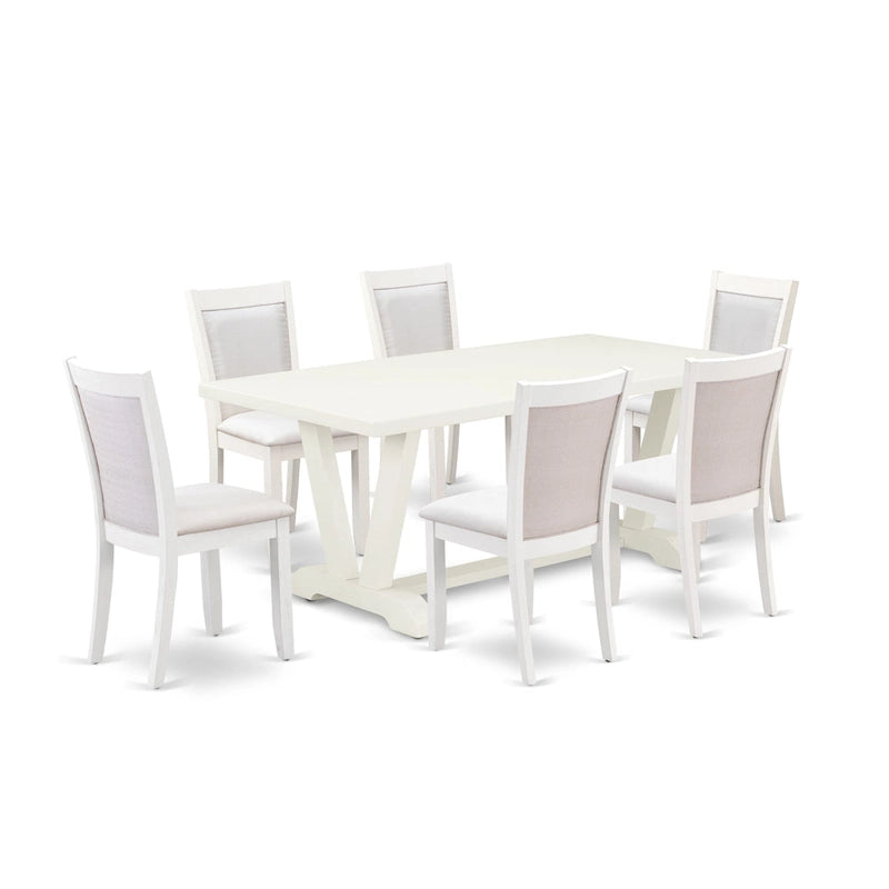 Ensemble de salle à manger East West Furniture : table en bois et chaises Parsons en lin blanc crème (nombre de pièces au choix)