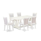 Ensemble de salle à manger East West Furniture : table en bois et chaises Parsons en lin blanc crème (nombre de pièces au choix)