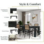 Table de salle à manger rectangulaire Bedford 75 pouces, pieds carrés