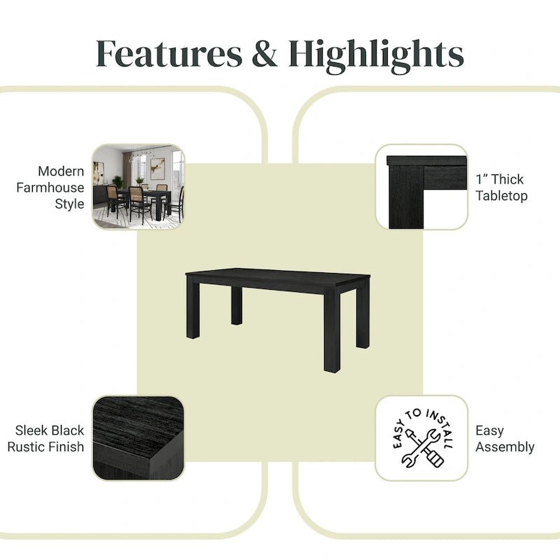 Table de salle à manger rectangulaire Bedford 75 pouces, pieds carrés