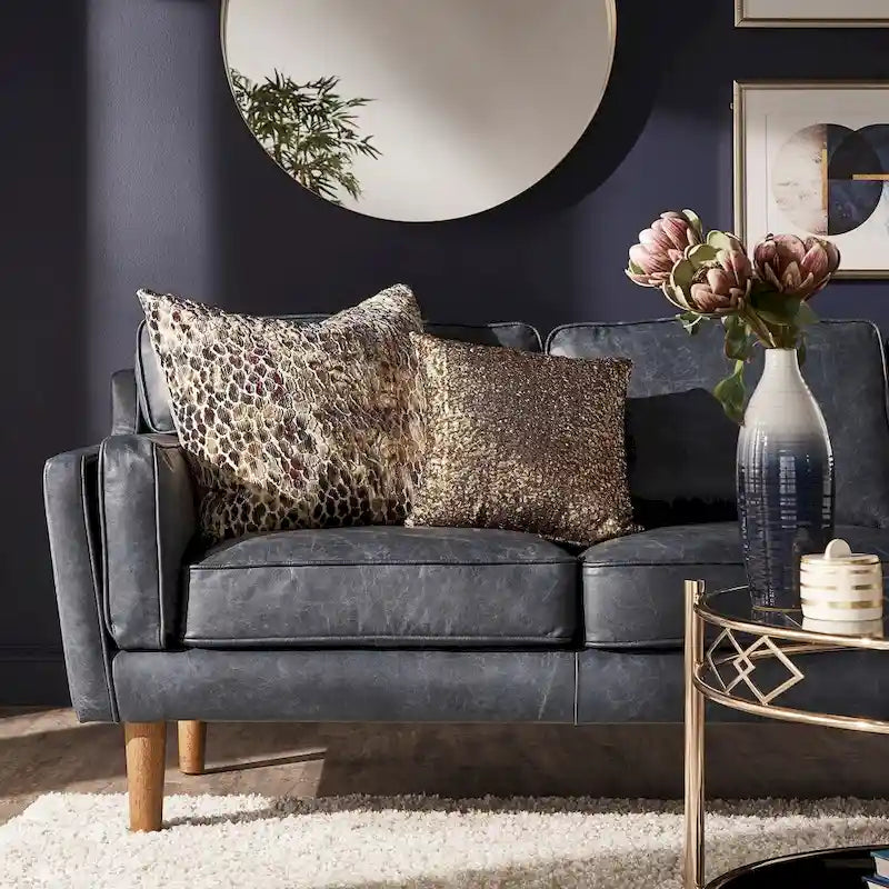 Canapé Darius en cuir Oxford bleu par iNSPIRE Q Modern