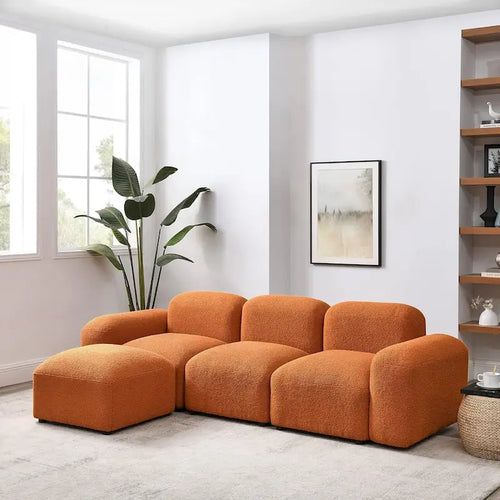 Canapé d'angle modulaire moderne en forme de L, combinaison à faire soi-même, canapé 3 places rembourré avec méridienne pour salon