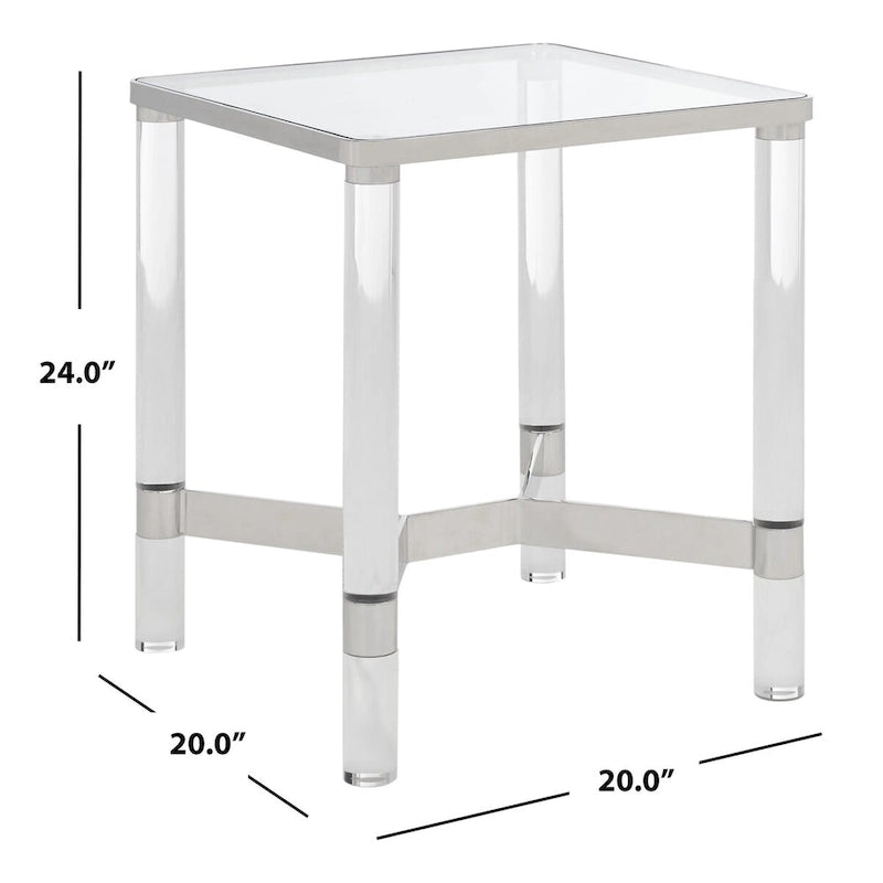 Table d'appoint SAFAVIEH Couture Guler en acrylique - 51 cm L x 51 cm P x 61 cm H