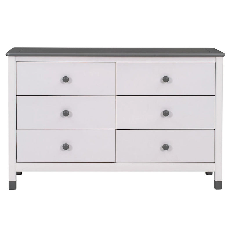 Ensemble de chambre à coucher 3 pièces comprenant un lit plateforme double, une table de chevet et une commode de rangement, blanc et gris.