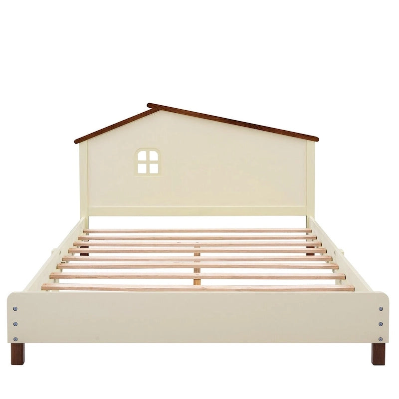 Ensemble de chambre à coucher 3 pièces comprenant un lit plateforme double, une table de chevet et une commode de rangement, blanc et gris.