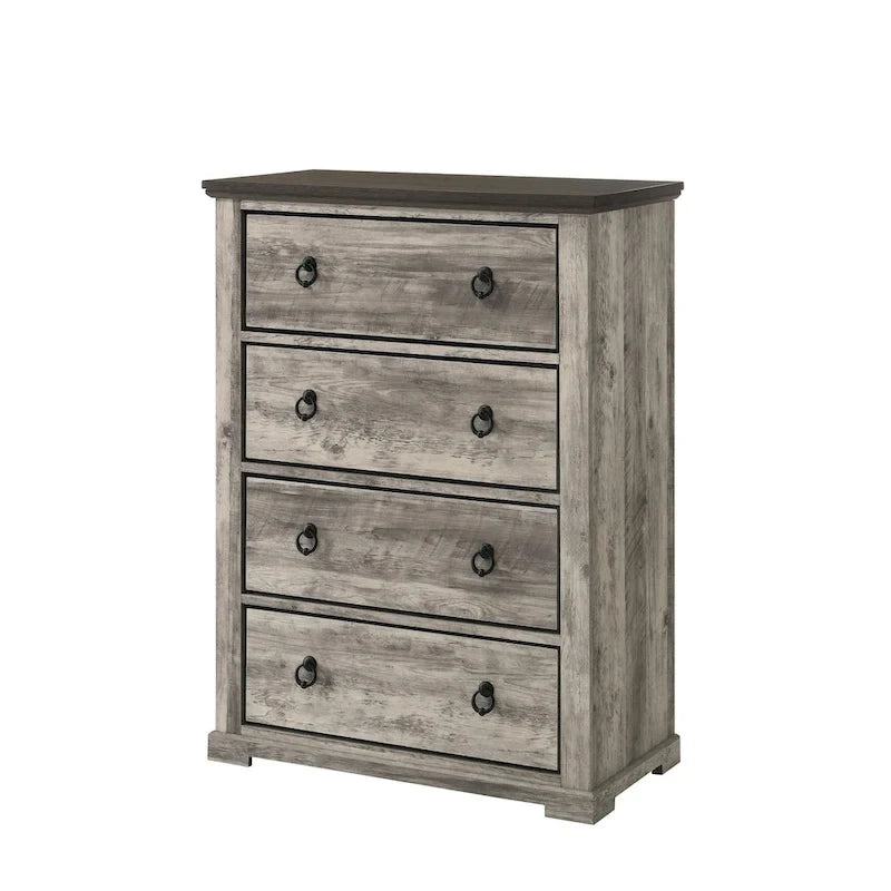 Ensemble de chambre à coucher Aimon 5 pièces, panneaux gris rustiques