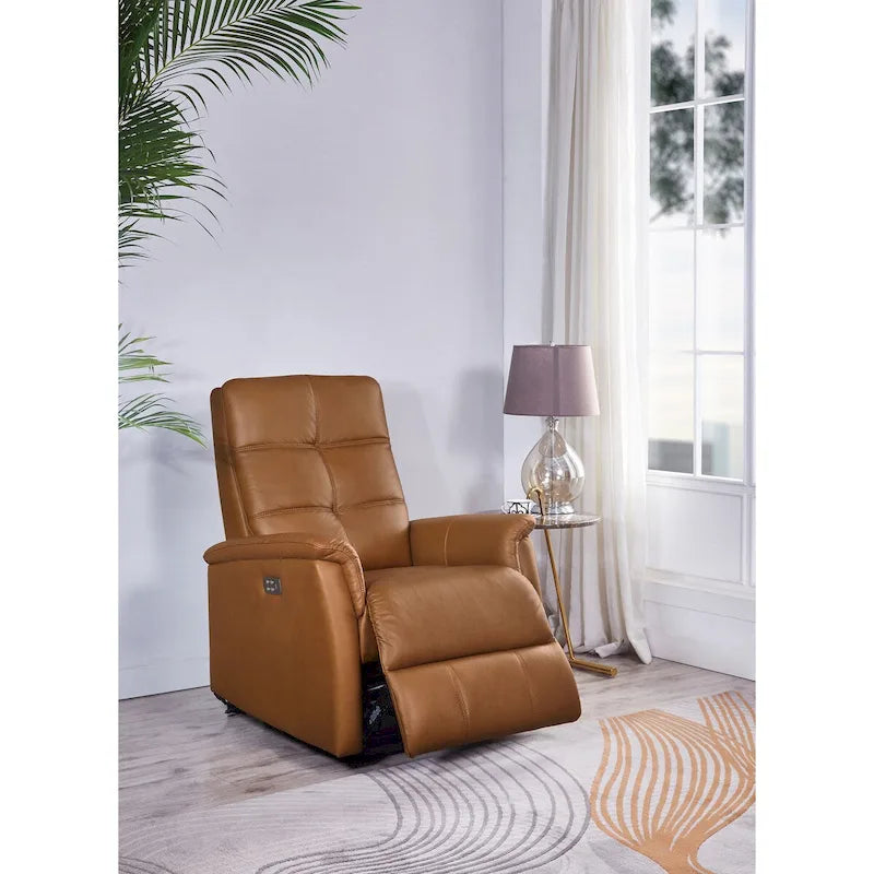 Fauteuil inclinable Hydeline Logan avec appui-tête électrique en cuir pleine fleur