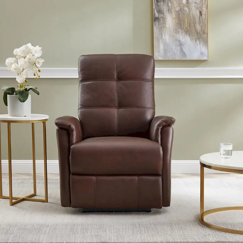 Fauteuil inclinable Hydeline Logan avec appui-tête électrique en cuir pleine fleur