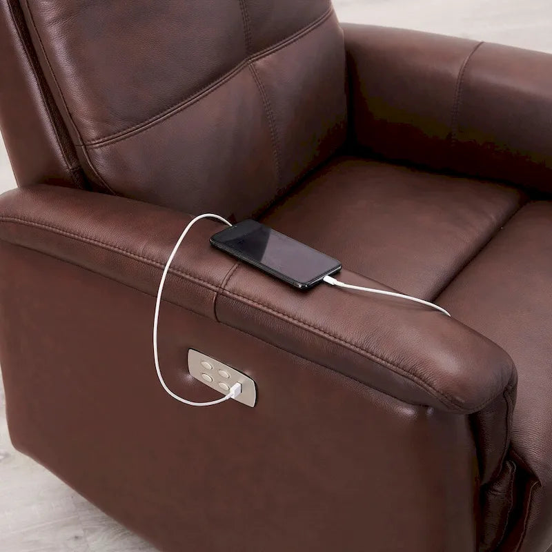 Fauteuil inclinable Hydeline Logan avec appui-tête électrique en cuir pleine fleur