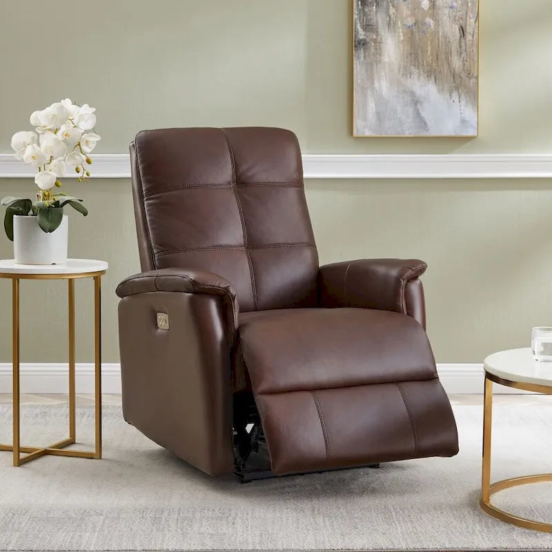 Fauteuil inclinable Hydeline Logan avec appui-tête électrique en cuir pleine fleur