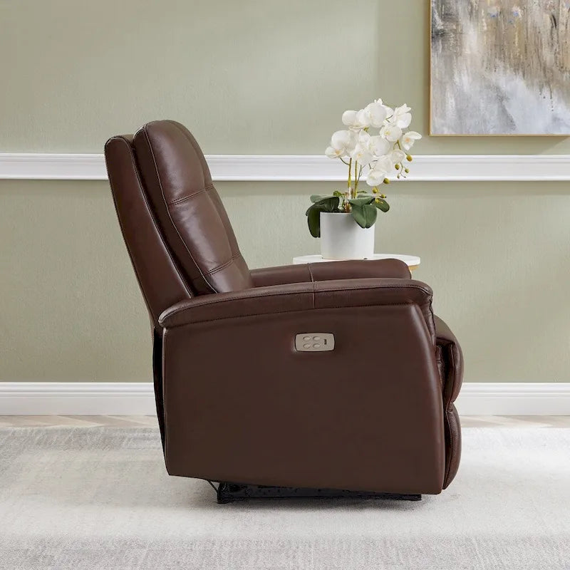 Fauteuil inclinable Hydeline Logan avec appui-tête électrique en cuir pleine fleur