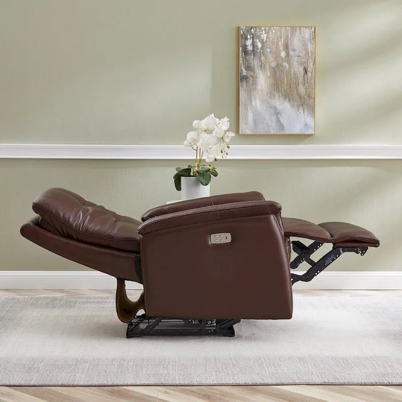 Fauteuil inclinable Hydeline Logan avec appui-tête électrique en cuir pleine fleur