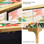 Ensemble console et miroir en verre biseauté imprimé floral Secret Garden