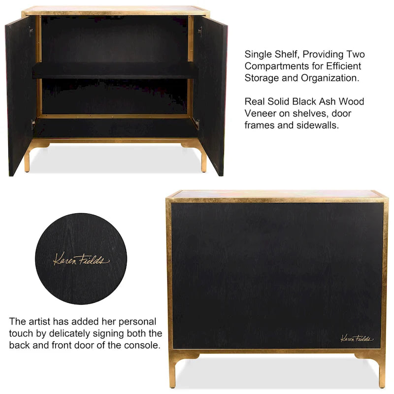 Ensemble console et miroir en verre biseauté imprimé floral Secret Garden