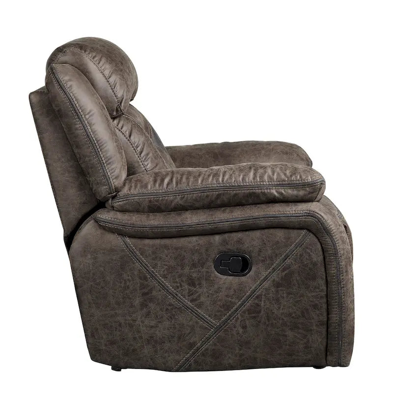 Fauteuil inclinable à bascule manuel Mady 39 pouces, microfibre marron, bois massif