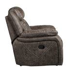 Fauteuil inclinable à bascule manuel Mady 39 pouces, microfibre marron, bois massif