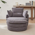 Fauteuil pivotant surdimensionné avec pouf de rangement en forme de lune et 4 coussins