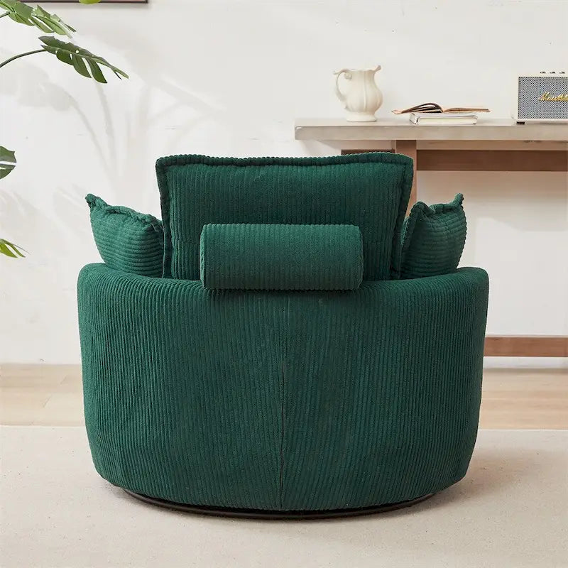 Fauteuil pivotant surdimensionné avec pouf de rangement en forme de lune et 4 coussins