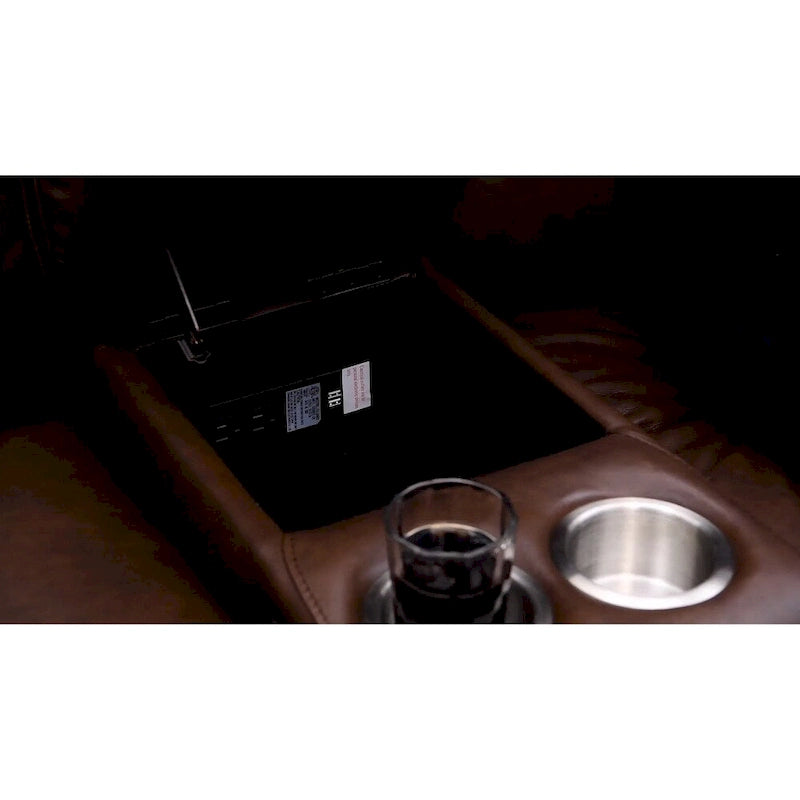 Canapé deux places Hydeline Vienna Zero Gravity en cuir pleine fleur avec console, inclinable électrique et appuie-tête