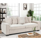 Canapé de salon luxueux avec 5 coussins décoratifs assortis, revêtement en velours côtelé doux, lignes épurées, grande taille