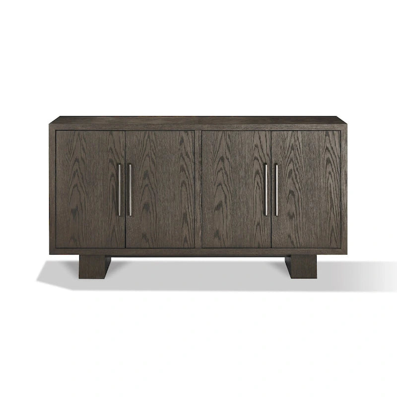 Buffet Mod 68 pouces, bois d'hévéa, veinage apparent, gris frêne