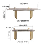 Ensemble de salle à manger moderne et minimaliste 9 pièces avec plateau en pierre frittée extensible et double piétement de 94,48 pouces